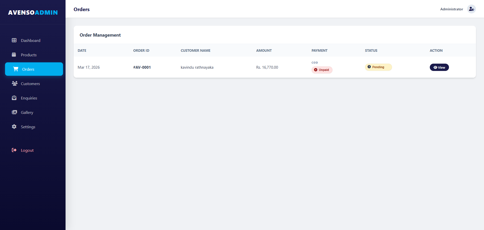 Avenso Pvt Ltd Website