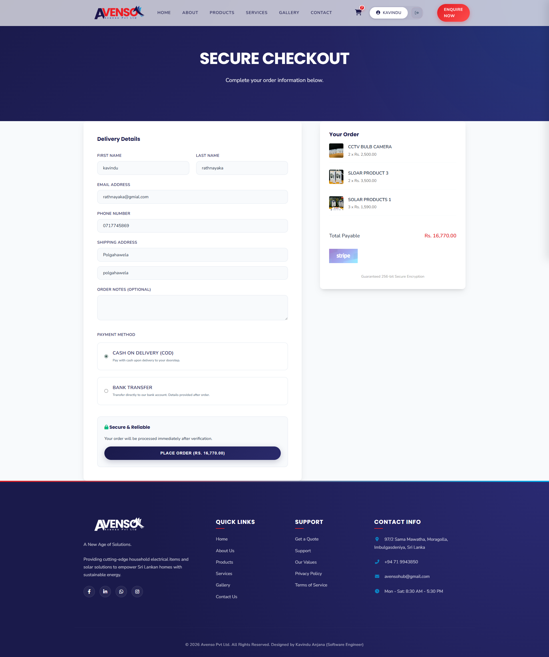 Avenso Pvt Ltd Website